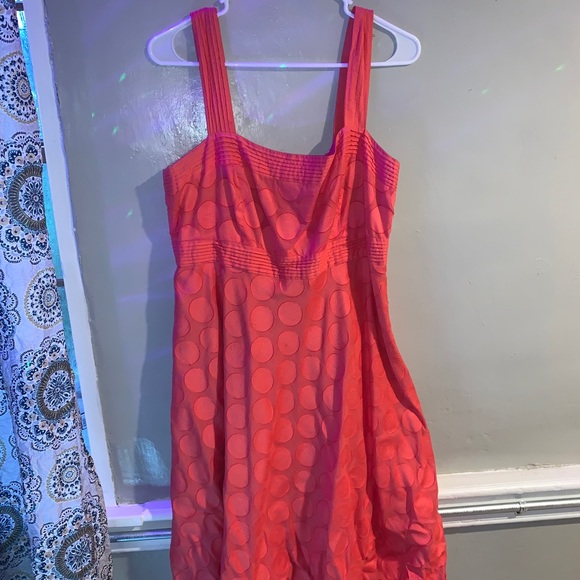 Sandra Darren Coral Square Neck Sleeveless Wide Strap Fit & Flare Dress - Picture 1 of 2